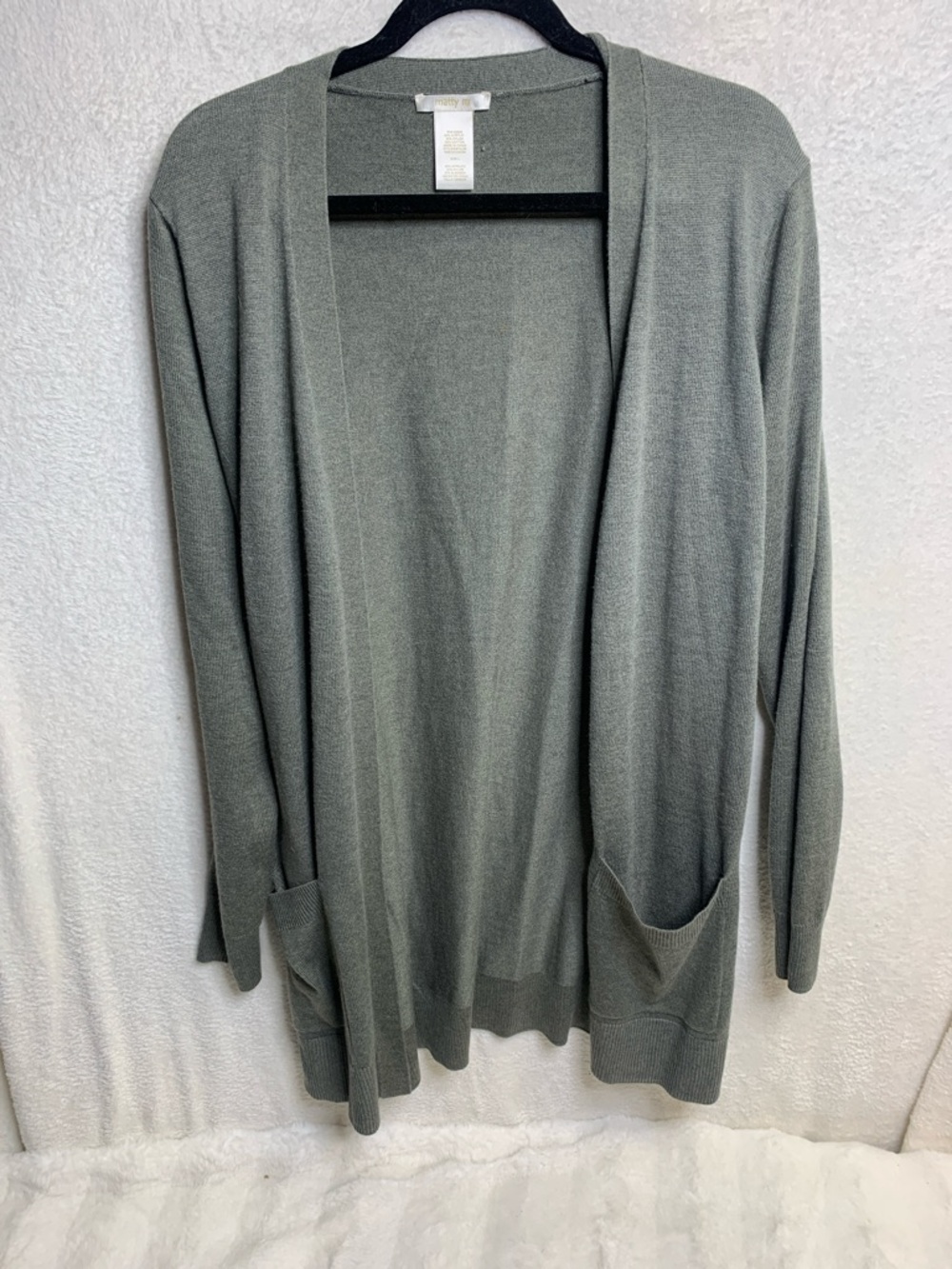 Matty M Open-Front Cardigan in Sage Green